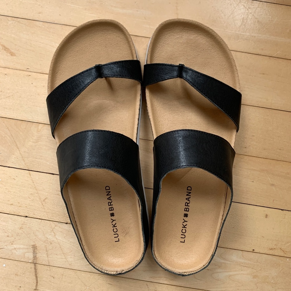 NIB Lucky Brand Black Slip on Sandals